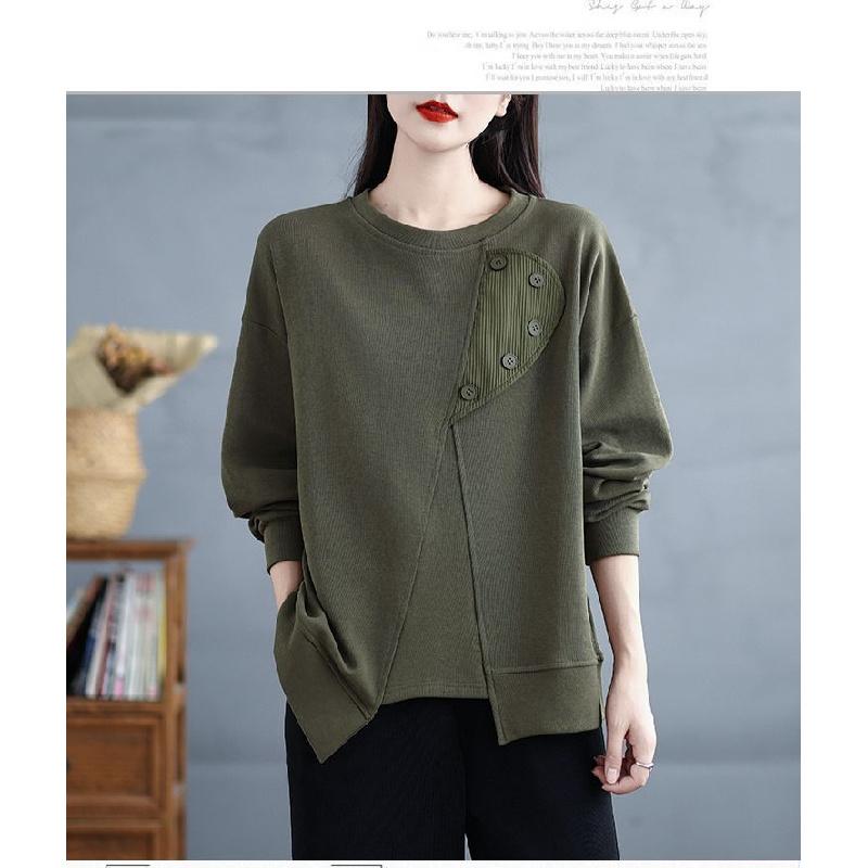 2026 Spring and Autumn New Loose Sweatshirt for Women, Solid Color, Casual Style, Versatile Irregular Top