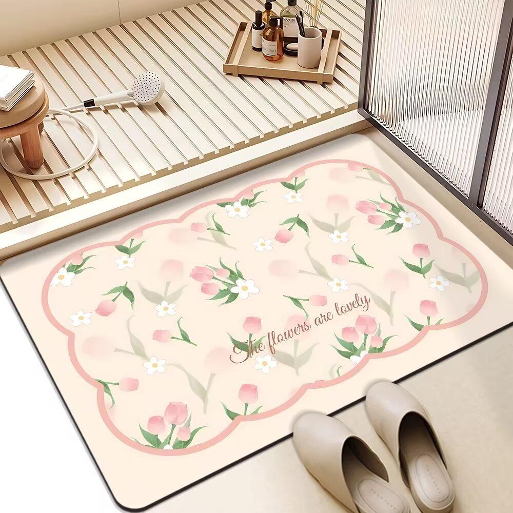 American Flower Light Luxury Advanced Sense Bathroom Absorbent Mat Dirty Non-slip Mat Toilet Quick Dry Good Care Door Mat