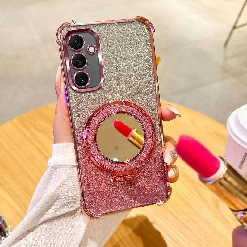 Shockproof Plating Case For Samsung Galaxy A17 A56 A36 A26 A12 A22 A52 A16 A13 A23 A33 A53 A25 Mirror Magnetic Holder Cover