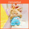 And Soft Fuzzy Cream Bear Plush Keyring With Cute Outfit Ideal For Key Decoration