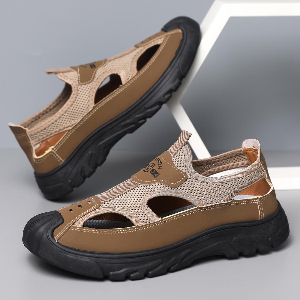 

Baotou sandals men s summer new hollow soft-soled dad shoes breathable outdoor casual shoes beach shoes large size sandals 39