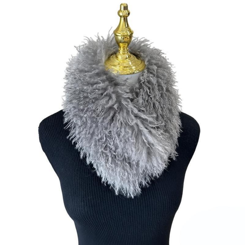 Women's Faux Fur Double-Sided Wool Neck Gaiter - Thickened Warm Winter Scarf