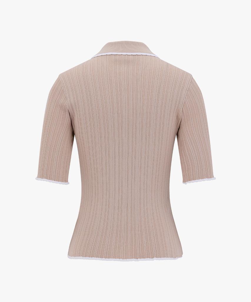 FAIRLIAR GOLF Scallop Collar Three-Quarter Knit (Beige)