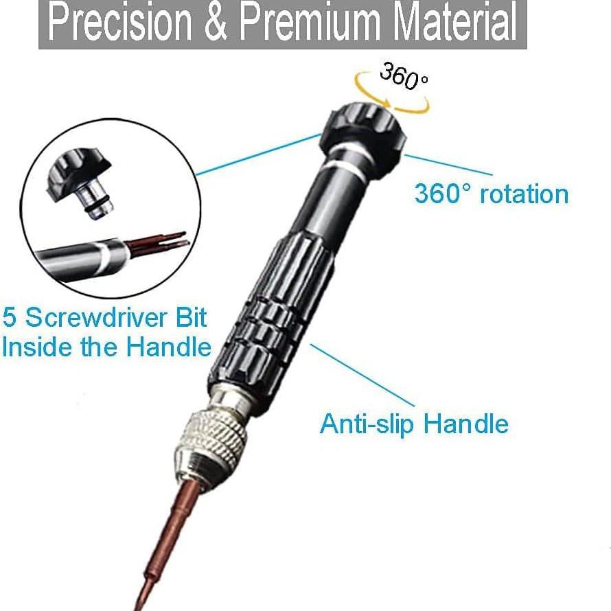 Precision Aluminum 5-in-1 Screwdriver Set for Watch Repair