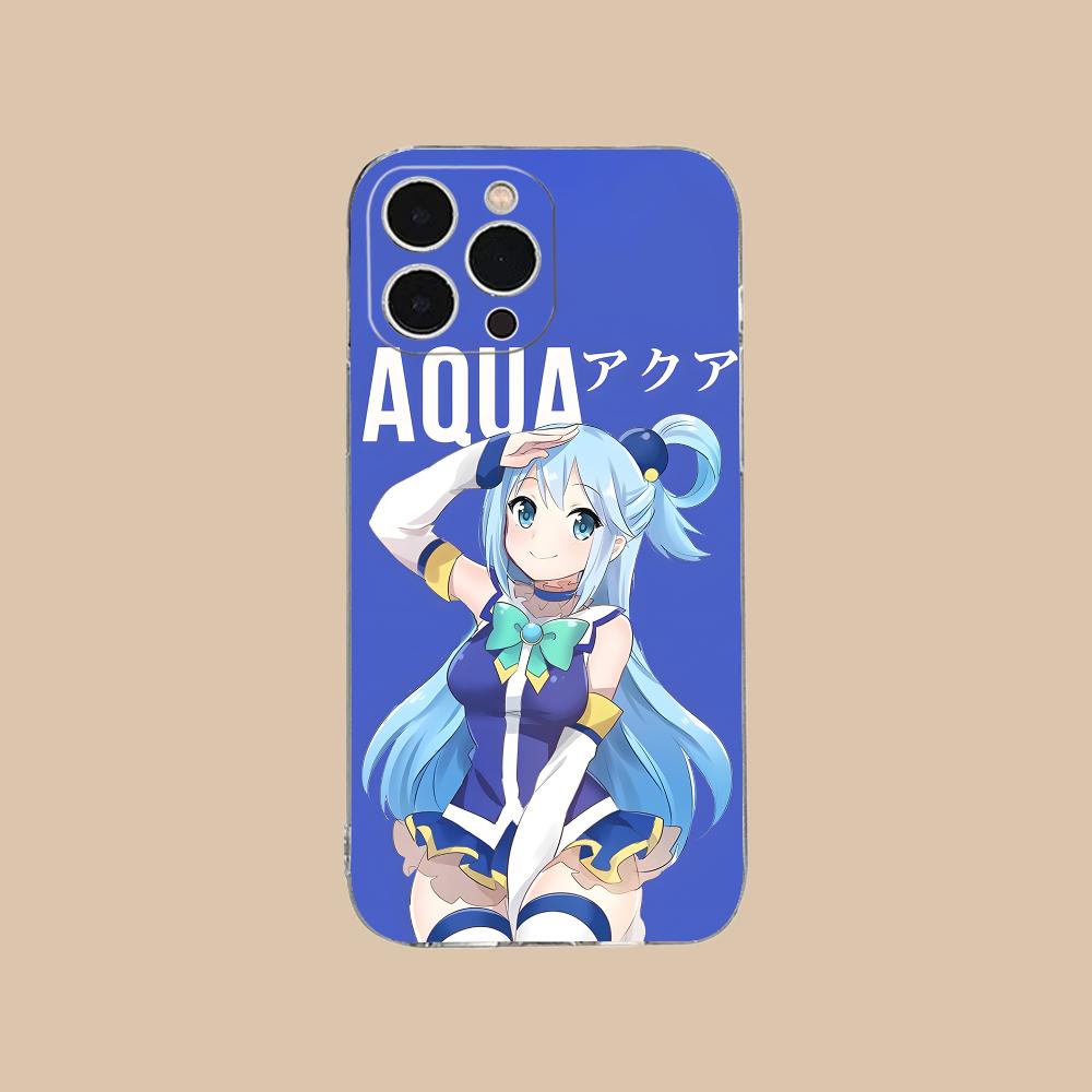 Konosuba Aqua Clear TPU Mobile Case for iPhone 17 16 15 14 13 12 11 X XR XS Air Pro Max Plus Mini Colorful Cover