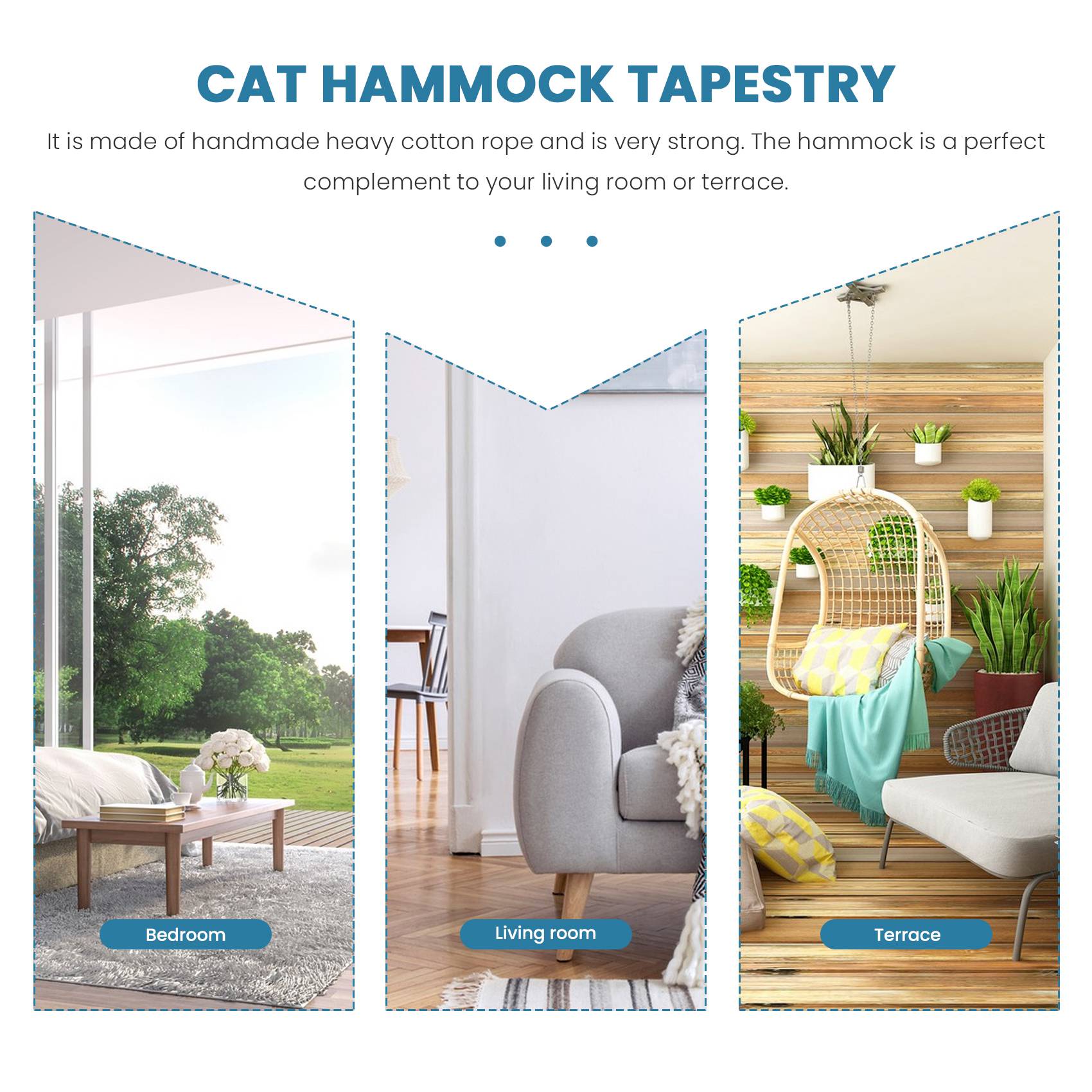 

Good-Cat Hammock Tapestry Swing Bed Macrame Cotton Rope Cat Hammock For Perch Wall Hanging Sleeping Window (Without Mat) бежевый