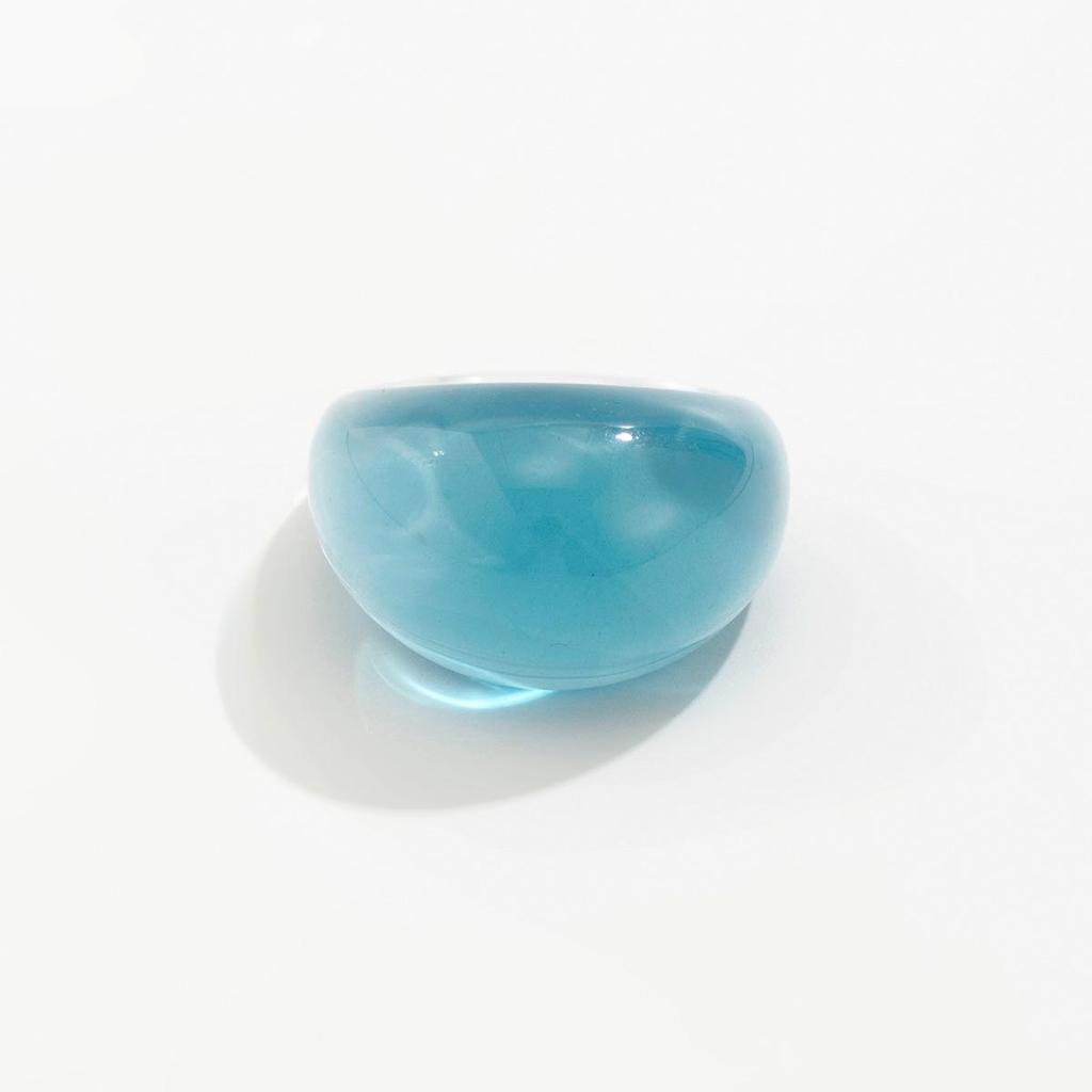 Retro Stackable Transparent Resin Ring: Colorful Arc Wide Band
