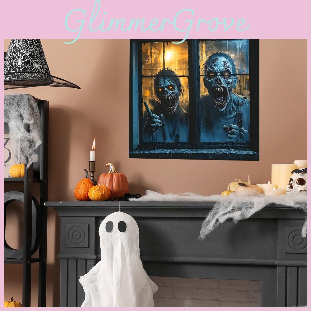 Zombie Halloween Horror Fake Window Pattern Wall Pasting Decorative Sticker