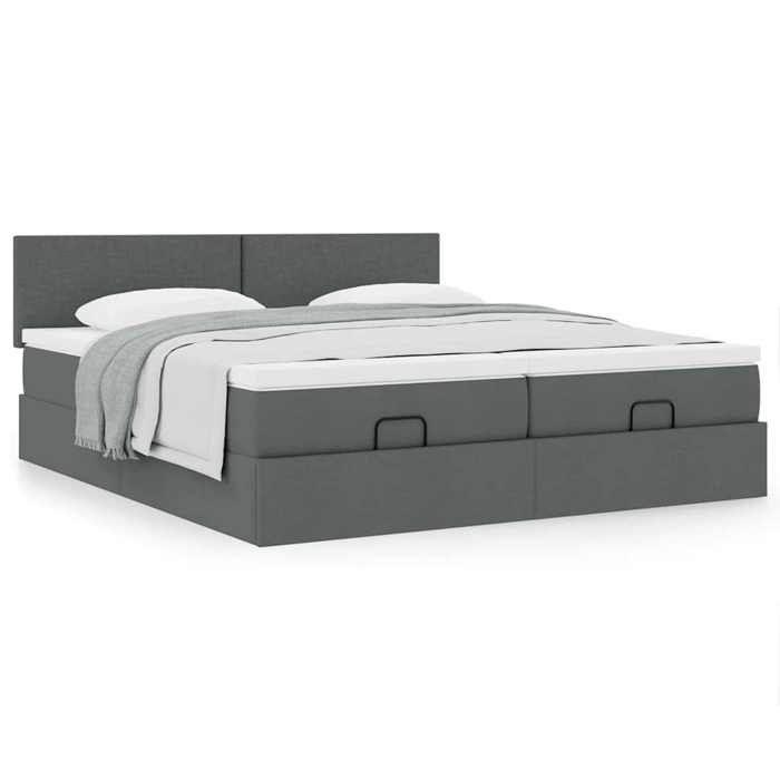 Maison Exclusive - Cadre de lit ottoman avec matelas gris foncé 200x200cm tissu