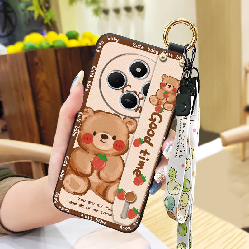 Wristband Back Cover Phone Case For Redmi A4 5G Shockproof Protective Waterproof Soft Case Kickstand Anti-knock Cute