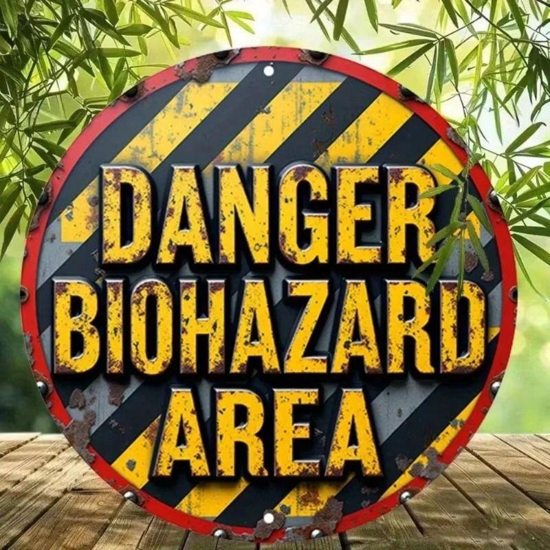Biohazard Warning Metal Poster 20cm Garage Wall Decor