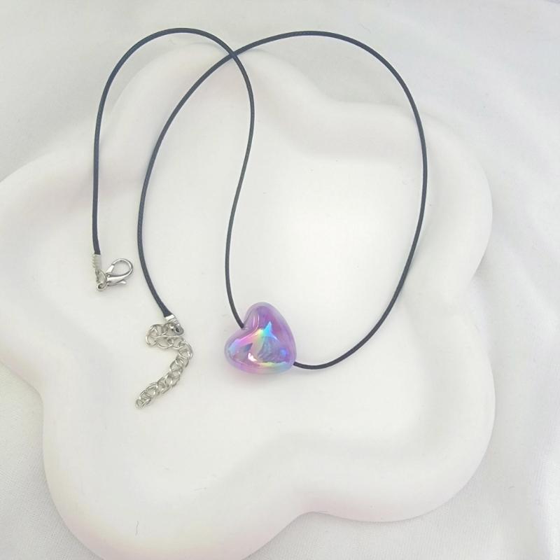 Sweet Heart Pendant Necklace Silver Heart Necklace Fashion Jewelry Women Y2K Gradient Heart Choker Fashion Decoration