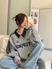 American Retro Color Block Polo Sweatshirt - Casual Loose Fit