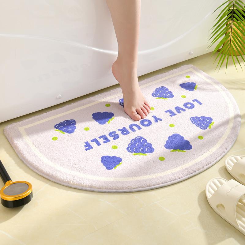 Ins Simple Bath Mats Small Fresh Flowers Floor Rug Home Entrance Carpet Bedroom Toilet Bathroom Door Absorbent Non-Slip Foot Pad