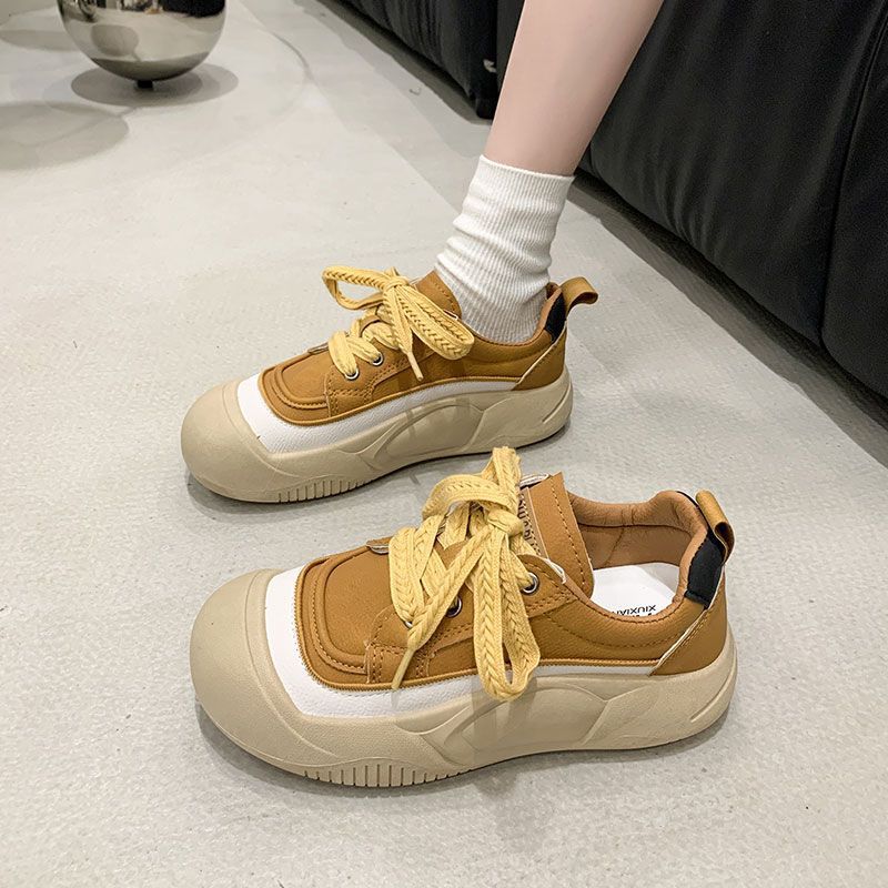 Spring and Autumn Retro Thick Baseplate Shoes Soft Leather Big Head Ugly Cute Casual Round Head Soft Sole Soft Surface Niche Original Single Shoes Wom