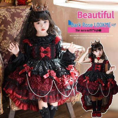 Mädchen Vampirprinzessin Cosplay Kleid - Halloween & Geburtstag Puffiges Lolita Kleid