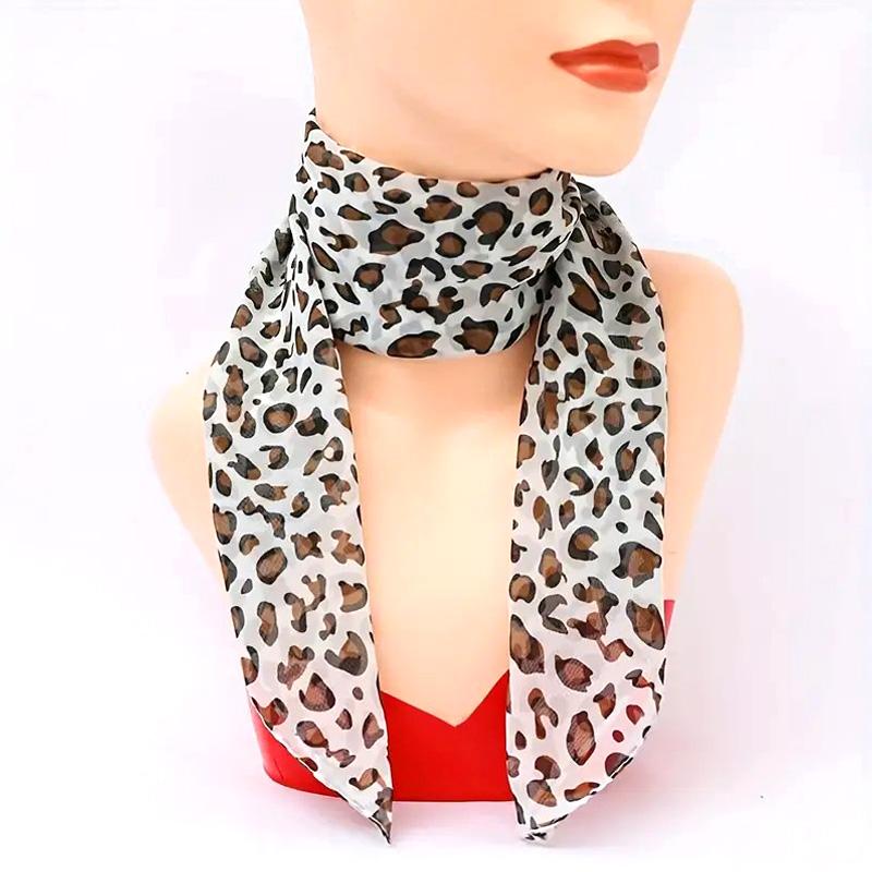 

1 шт., винтажный квадратный шарф с леопардовым принтом, повязка для волос, шифоновый платок, тонкий солнцезащитный платок