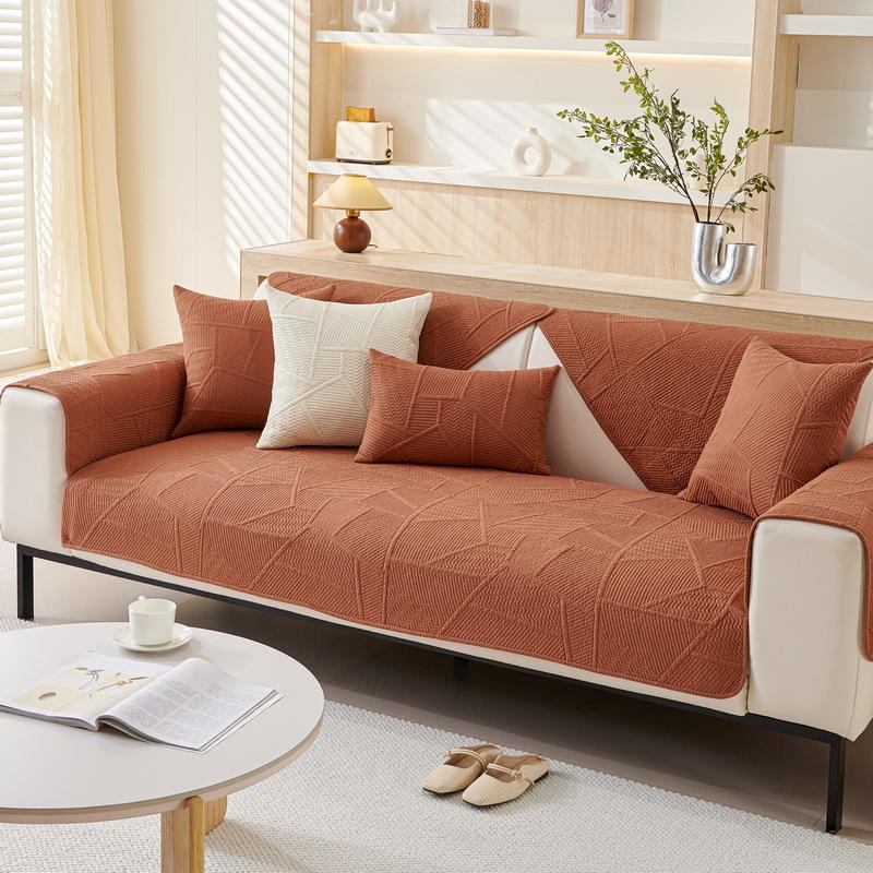 Pure Cotton Sofa Cushion Fabric Non-Slip Sofa Cover Modern Simple Straight Row Sofa Cover Four-Season Universal Seat Cushion
