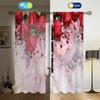 2stk Red Rose Abstrakt Marmormønster Gardiner Stanglomme Valentinsdagsdekorasjon Trykt Lysfiltrerende Kjøkkengardin