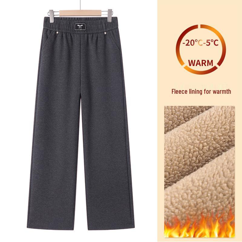 

Mom s Winter Plus Velvet Thick Straight and Wide Leg Casual Pants for Middle-Aged and Elderly Women 3XL (120-135 lbs)