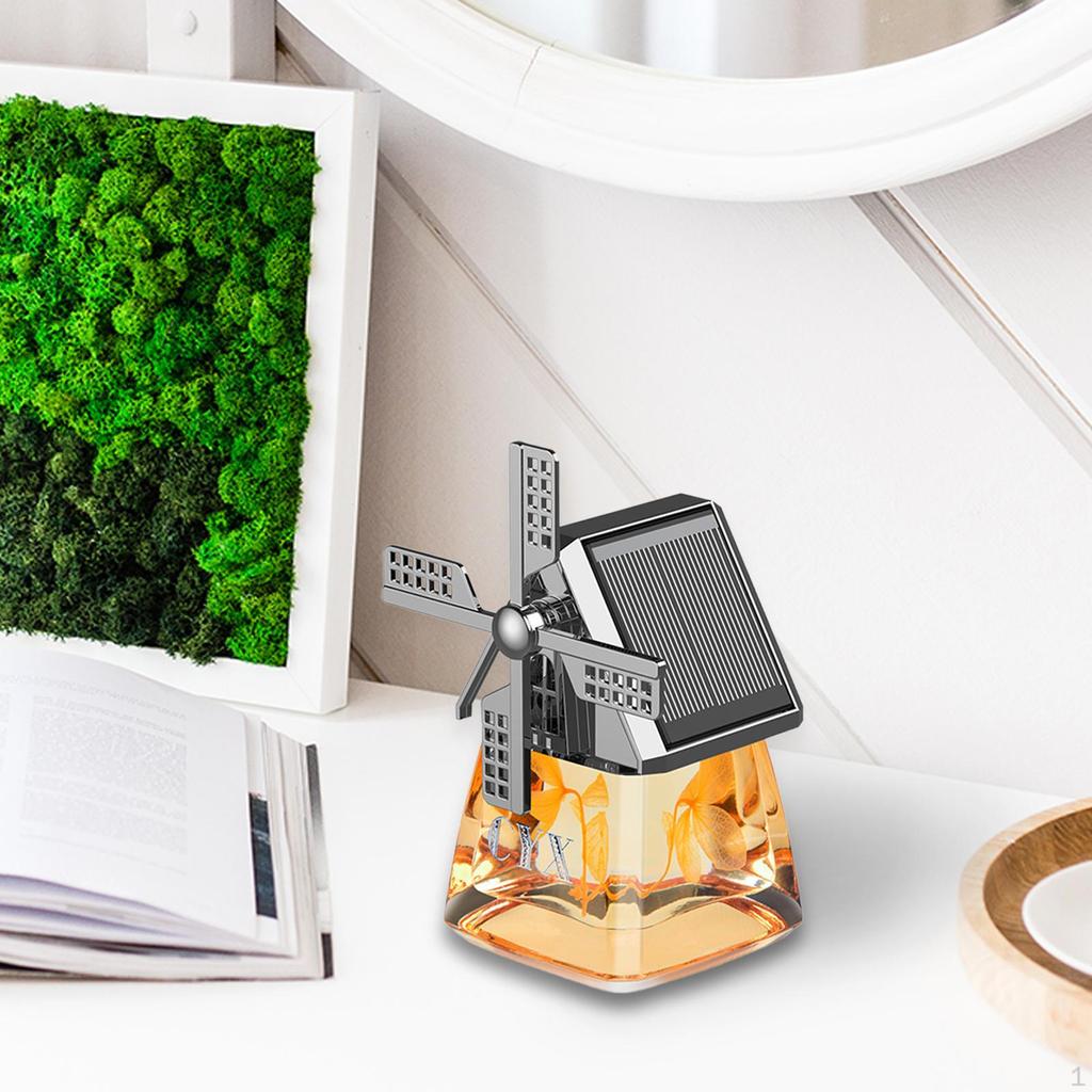 Odorizant pentru mașină Casă cu ornament de moara de vânt Decorare tablou de bord Suprafețe netede Alimentată cu energie solară