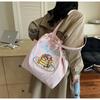 Canvas bag women's large capacity  new summer simple versatile shoulder bag drawstring college student tote bag
