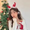 Red Antler Pompon Hair Clip: Sweet Christmas Bow Headband for Women