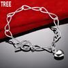 925 Sterling Silver Simple Heart-Shaped Beautiful and Charming Bracelet Gift Jewelry