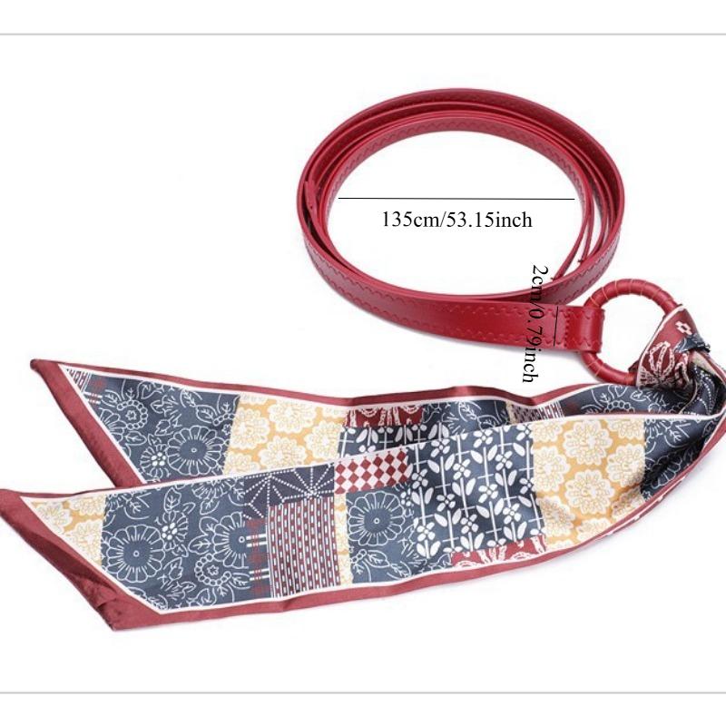1PC Silk Scarf Belt Accessories Women's Ribbon Belt Chain Belt Hip Hop Punk Vintage American Decor with Jeans Belt Red