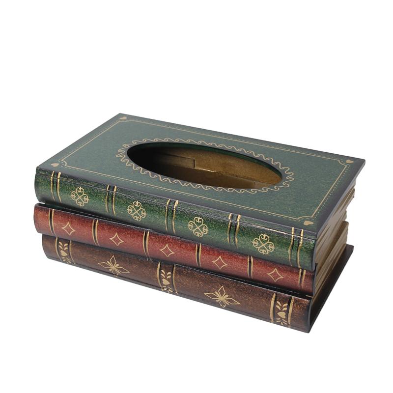 Creative American Retro Wooden Tissue Box European Simulation Art Book Napkin Box Home Decor Room Kitchen Napkin Storage Case
