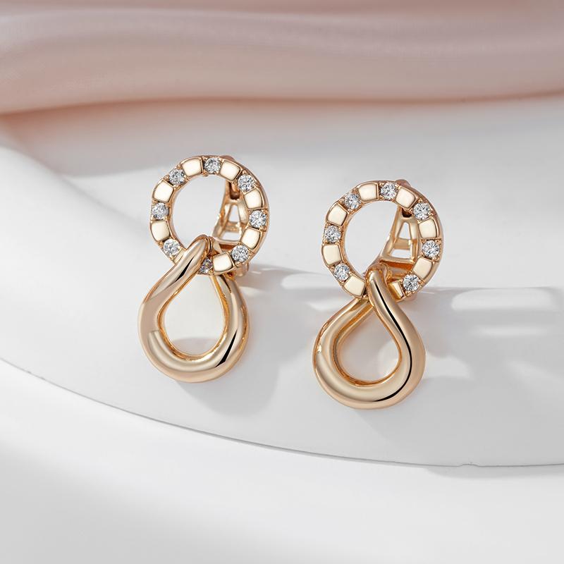 Kinel Shiny Natural Zircon Chunky Chain Dangle Earrings For Women Rose Gold Color Luxury Designer Daily Jewelry