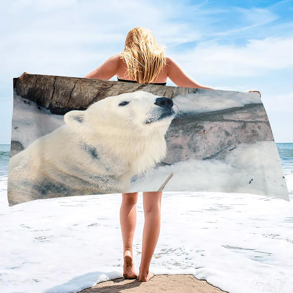 Cute Polar Bear Print Series Seaside Vacation Beach Towel Swimming Bath Towel Sports Towel