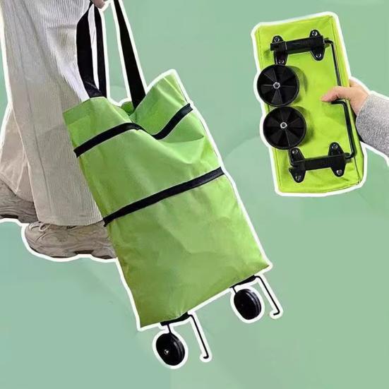 Foldable Shopping Bag with Wheels Large Capacity Waterproof Foldable Design Multipurpose Grocery Shopping Cart