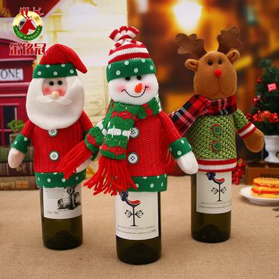 2025 Christmas Decorations Cartoon Knitted Big Head Doll Wine Bottle Cover Santa Claus Champagne Cover
