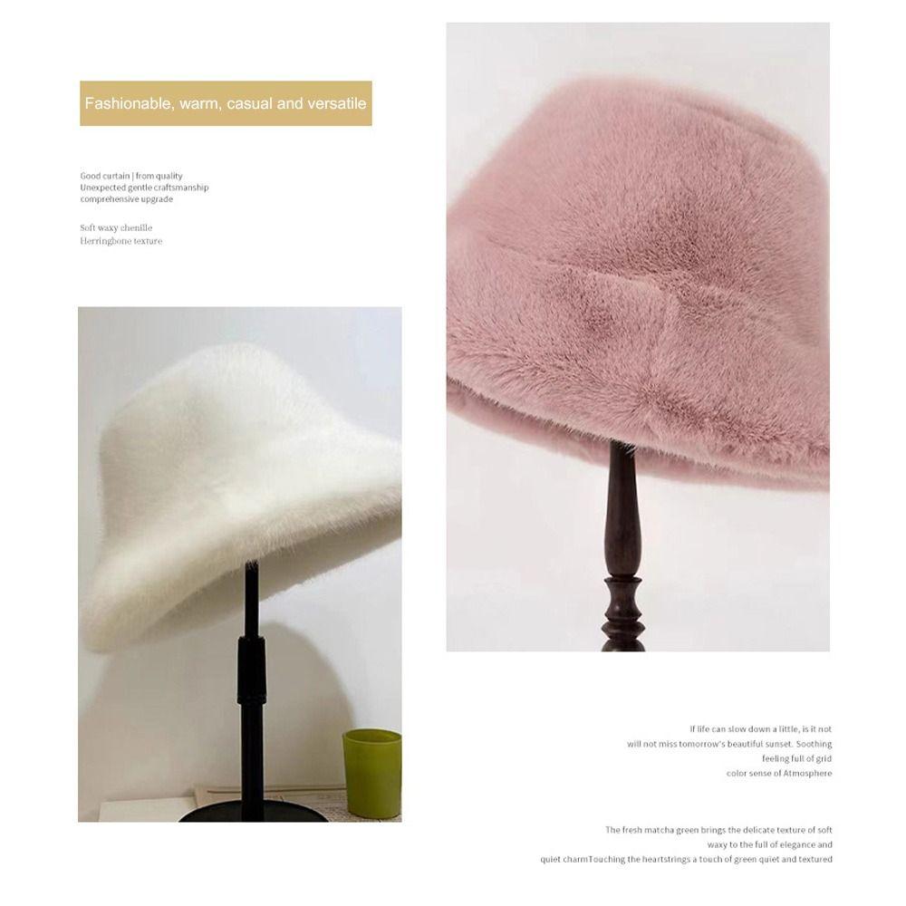 Furry Winter Furry Hat Oversize Plush Hat Cute Fisherman's Hat  Winter