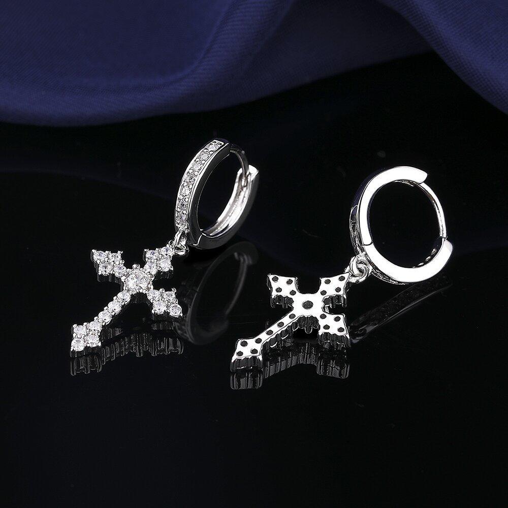 Fashion Classic Cross Earrings Inlaid With Aaaaa Crystal Zircon Women's And Men's Personalized Jewelry Earrings