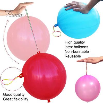 32Pcs Heavy Duty Latex Balloons Bounce Punching Balloons with Hole Rubber Handle Party Balloons Kids Birthday Party Wedding Decor