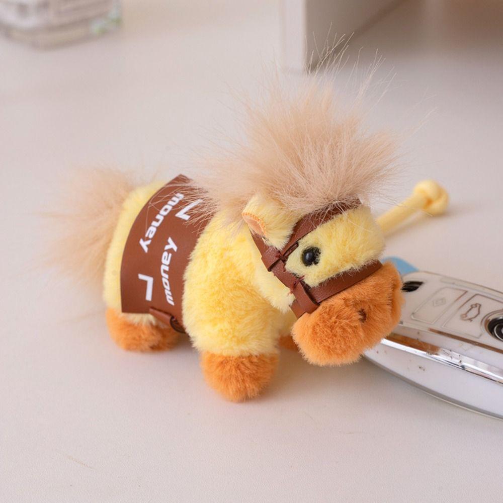 Mascot Dolls Stuffed Animal Keyring Fluffy Cartoon Steed Doll Plush Horse Keychain Birthday Gift