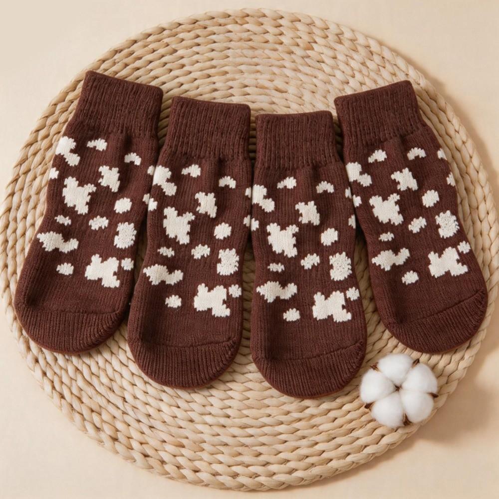 4PCS Wear Resistant Dog Anti-slip Socks Elastic Pet Floor Socks Pet Footwear  for Dogs Cats