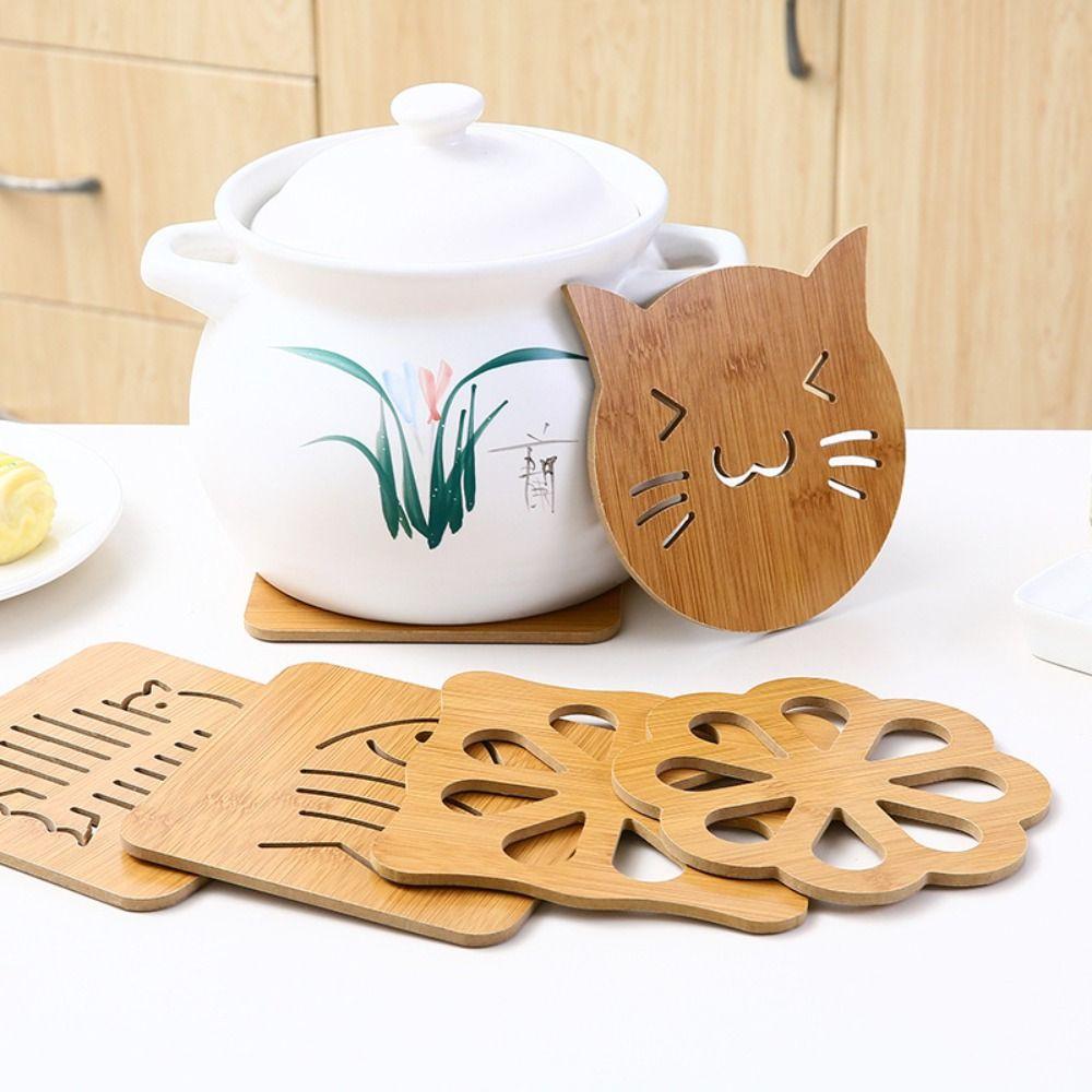 Creative Wooden Insulated Coaster Non-slip Thicken Cup Mat Portable Hollow Table Mat Home Decoration