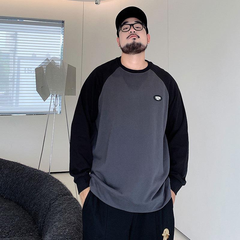 

Men s Plus Size Loose Fit Long Sleeve Raglan T-shirt - Extended Sizes, Casual Round Neck Sweatshirt for Autumn 2XL