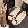 French bow round head ballet shoes fairy shoes flat gentle evening shoes summer new women's small single shoes