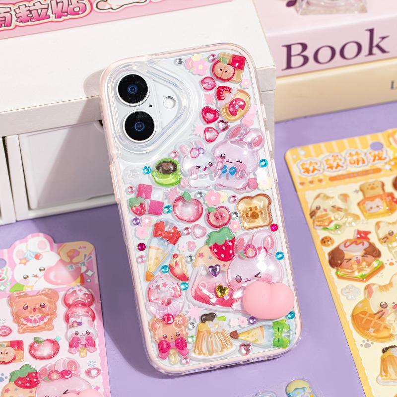 3D Relief Stickers Soft Cute Pet Cute Cartoon Puffy Sticker for Journaling DIY Phone Case Decoration Kawaii Stress Relief