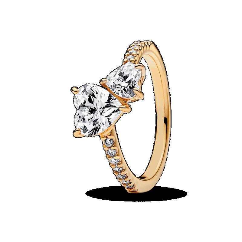 Breloques Anneaux en Argent Sterling 925 Bricolage Cœur Cœur Doré Rose Blanche Bagues de Doigt Pour Femmes Bijoux de Fête