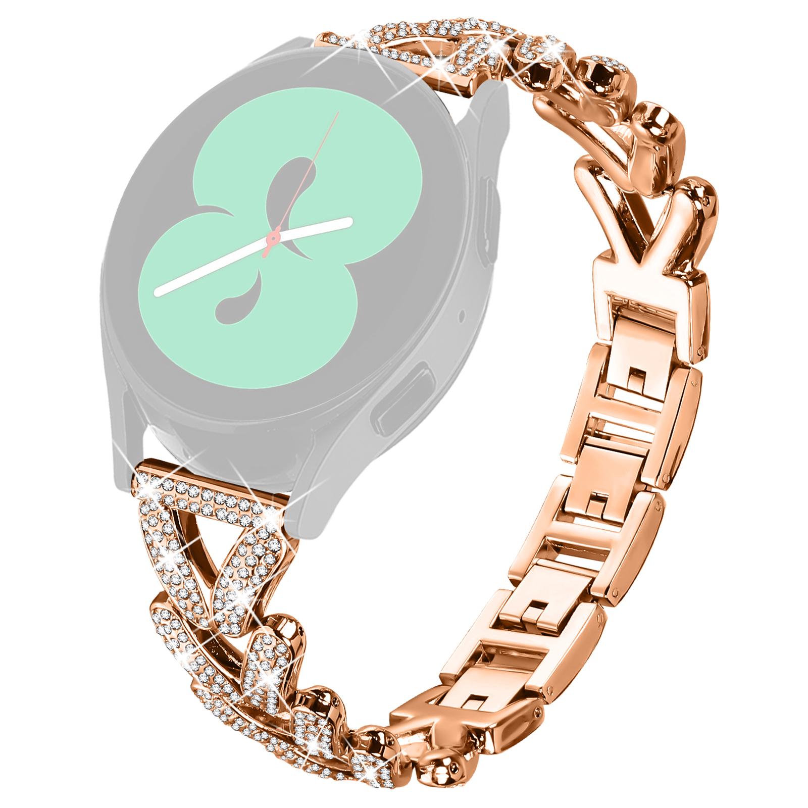 

Zinc Alloy Twisted Watch Band Rhinestone Decor for Haylou RS4 Plus LS11 Watch Strap Rose Gold