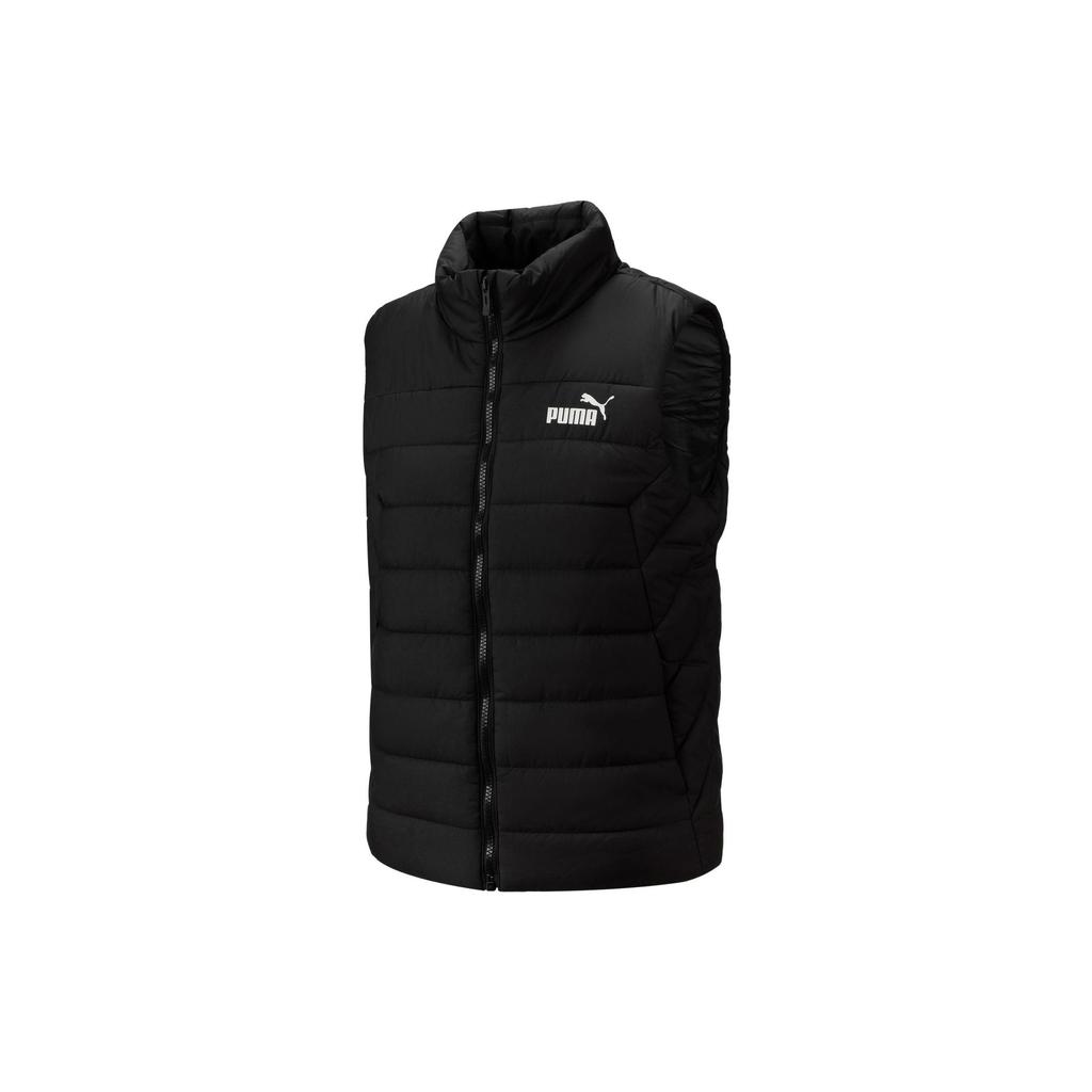 Puma Solid Color Logo Zip Stand Collar Short Vest Women vest Black 672276-01