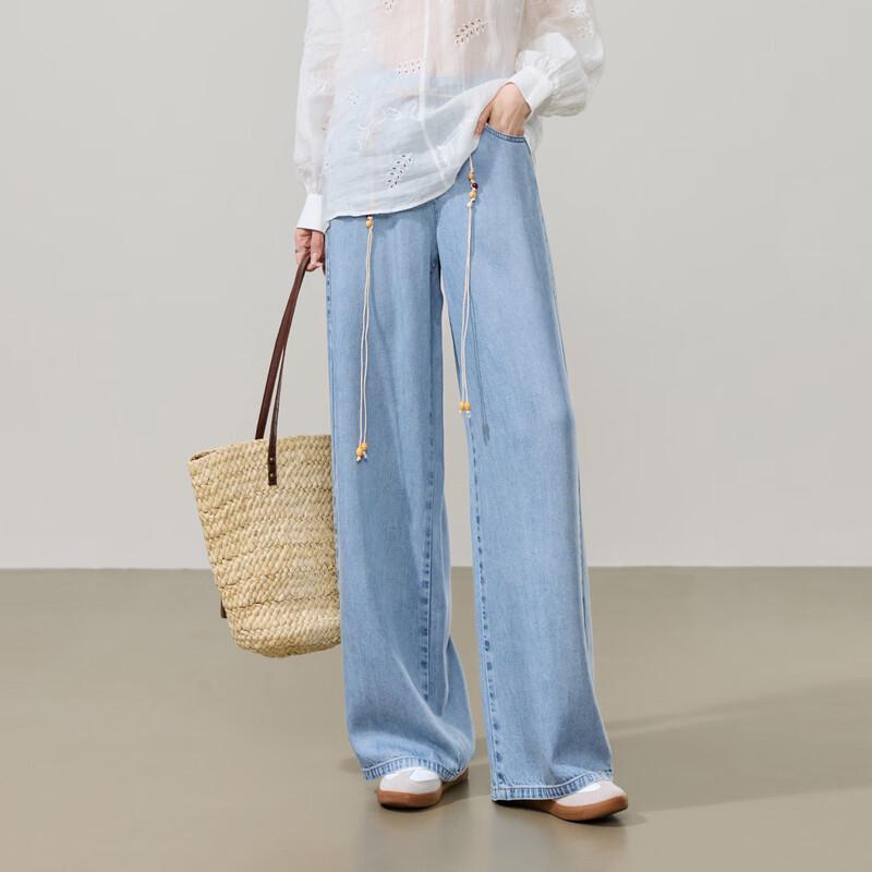 ESE-Y Women s Lyocell Loose Wide-Leg Straight Jeans 30