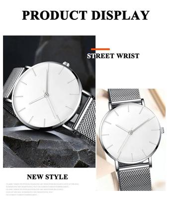 Fashion Metal Hour Casual Watch Simple Quartz Wrist Watch Female Mesh Stainless Steel Watch for Business Work Outdoors
