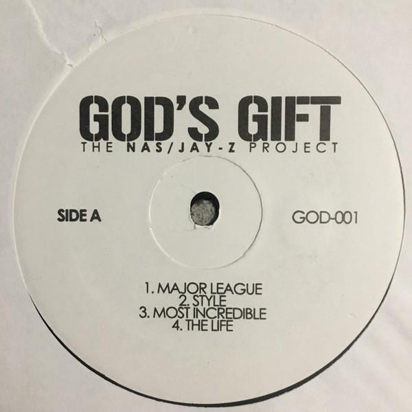 

12-дюймовая пластинка NAS JAYZ Gods Gift The NasJayZ Project GOD001 НЕ НА ЛЕЙБЛЕ US Rap HipHopRB Б/у