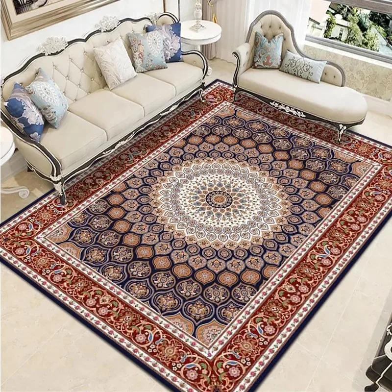 Bohemian Vintage Carpet Large Area Living Room Sofa Mat Bedroom Office Muslim Prayer Non-slip Machine Washable Rug Home Decor
